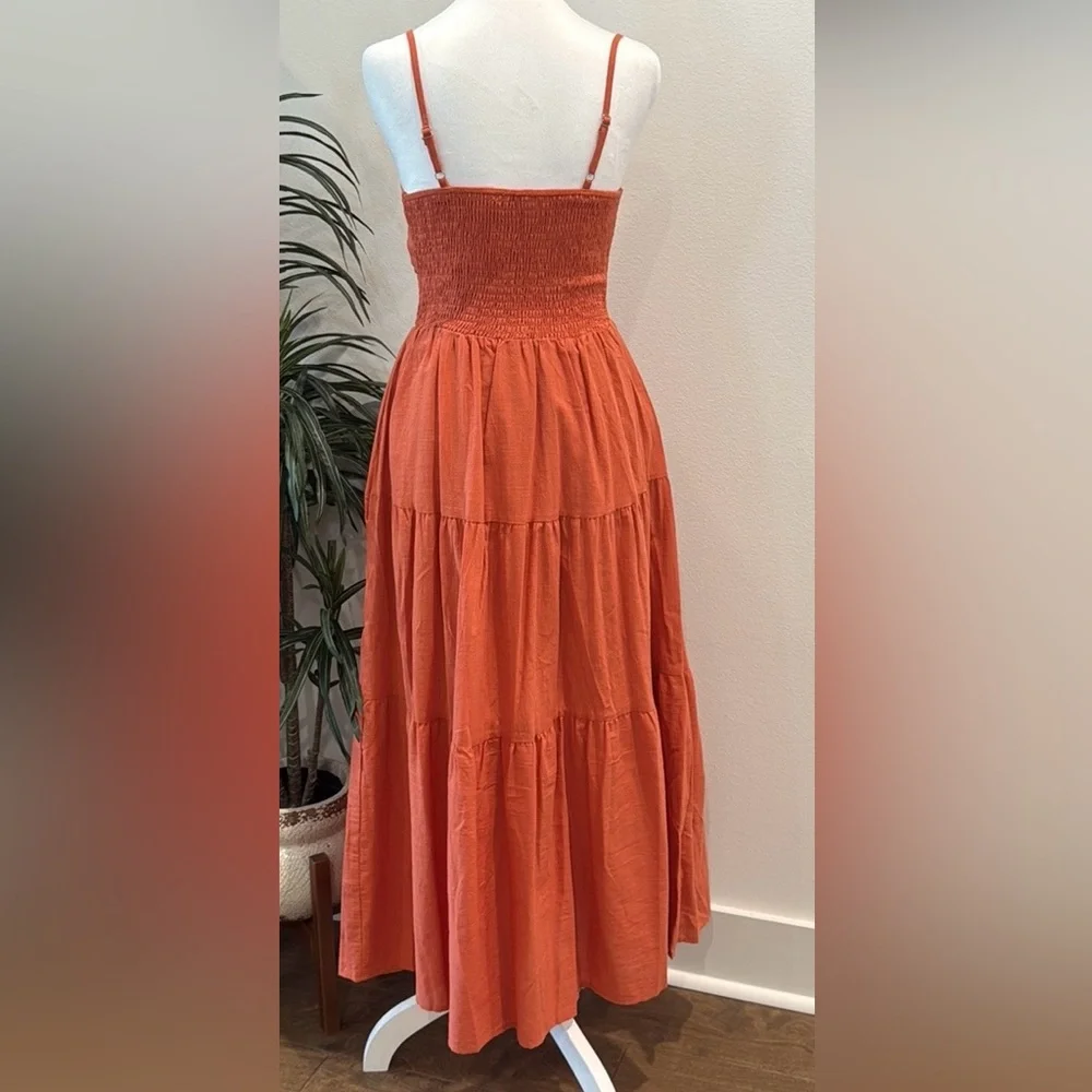 Grace Karin Rust Color Maxi Dress Summer Flowy Cotton Spaghetti Strap S - Picture 6 of 16
